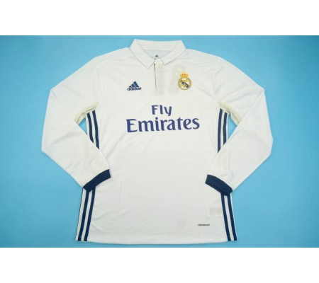 Real Madrid 16/17 Home Long Sleeve Soccer Jersey